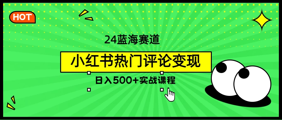 2024蓝海赛道，小红书热门评论变现，日入500+实战课程 - 天能资源