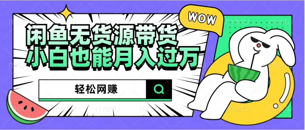 闲鱼无货源带货，轻松网赚，小白也能月入过万的秘密武器 - 天能资源