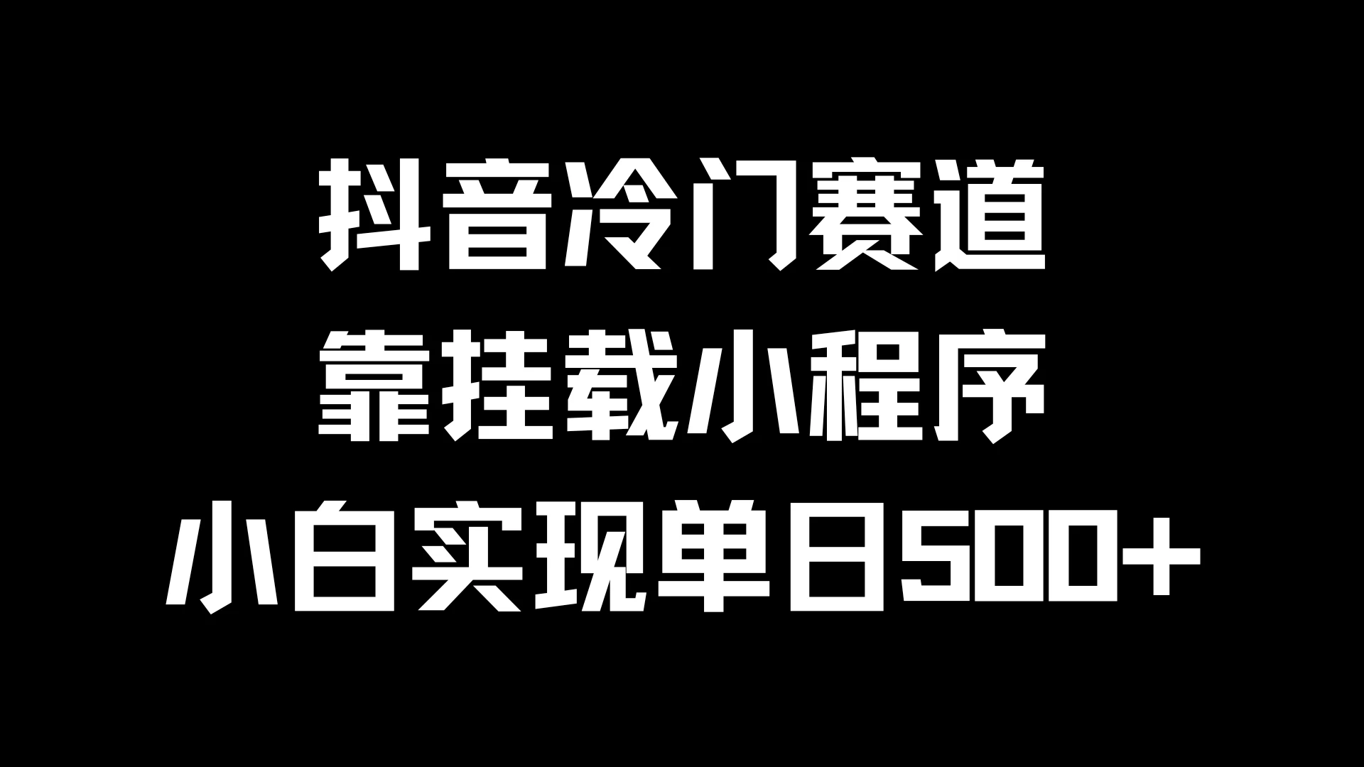 抖音冷门赛道，靠挂载小程序，小白实现单日500+ - 天能资源