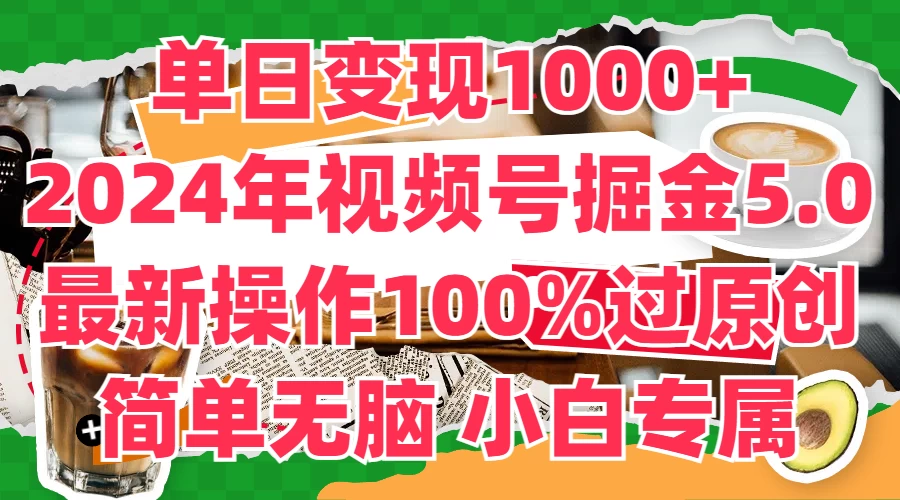 单日变现1000+，2024年视频号掘金5.0，最新骚操作100%过原创玩法，简单无脑，小白专属 - 天能资源