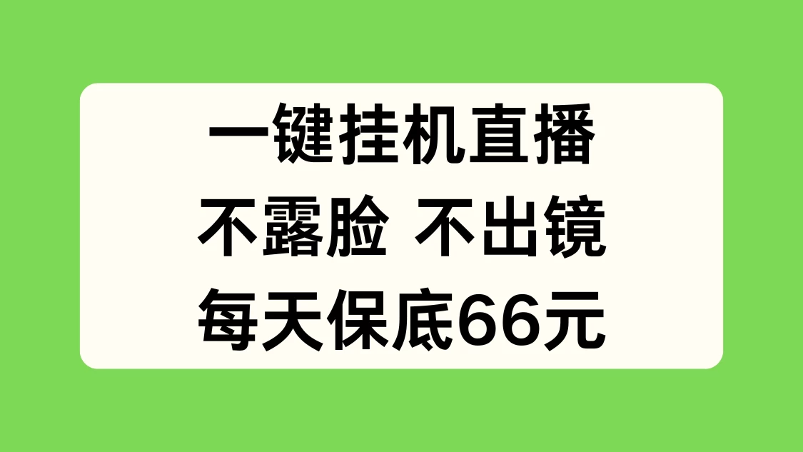 一键挂机直播，不露脸不出境，每天保底66元 - 天能资源