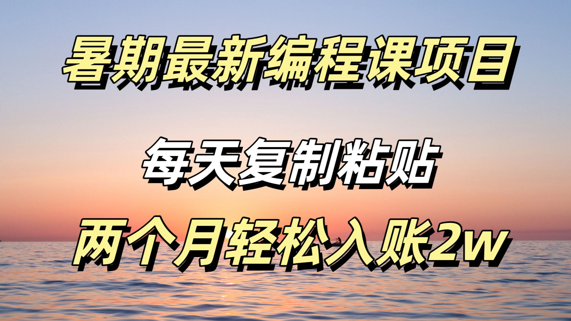 暑期最新编程课项目，简单易上手，只需复制粘贴，2w轻松到手 - 天能资源