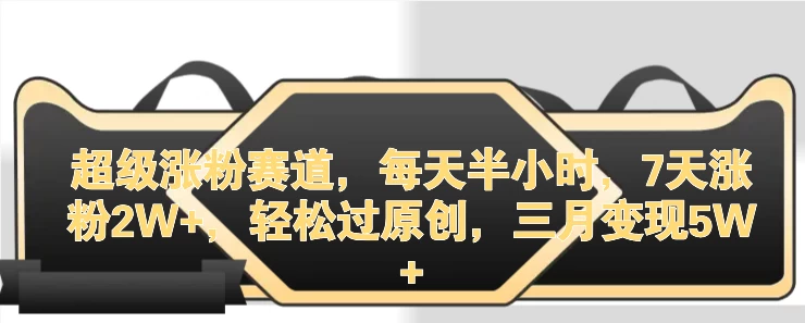 超级涨粉赛道，每天半小时，7天涨粉2W+，轻松过原创，三月变现5W+ - 天能资源