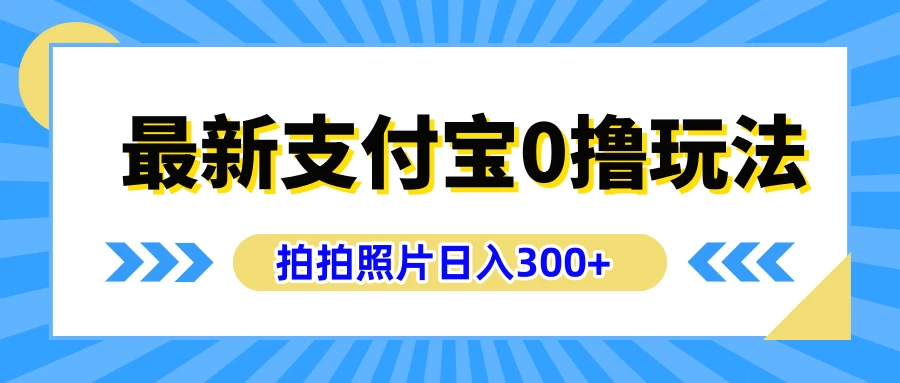 最新支付宝0撸玩法，拍照轻松赚收益，日入300+，有手机就能做 - 天能资源