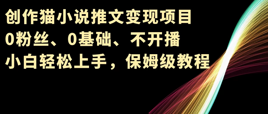 小说推文变现项目，0粉丝、0基础、不开播、小白轻松上手，保姆级教程 - 天能资源