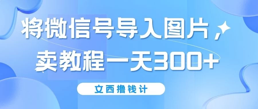 将微信号导入图片，卖教程一天300+（无脑操作！有手就会！） - 天能资源