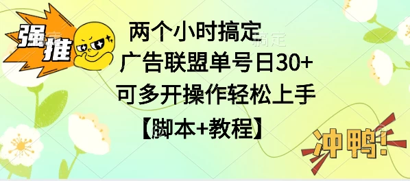 广告联盟掘金，每天2小时稳定收益单号30+可多开，轻松上手，全套详细【脚本+教程】 - 天能资源
