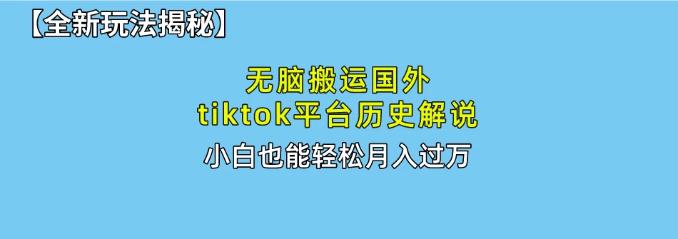 史上最简单！搬运TikTok历史视频，驱虫后轻松月赚万元 - 天能资源