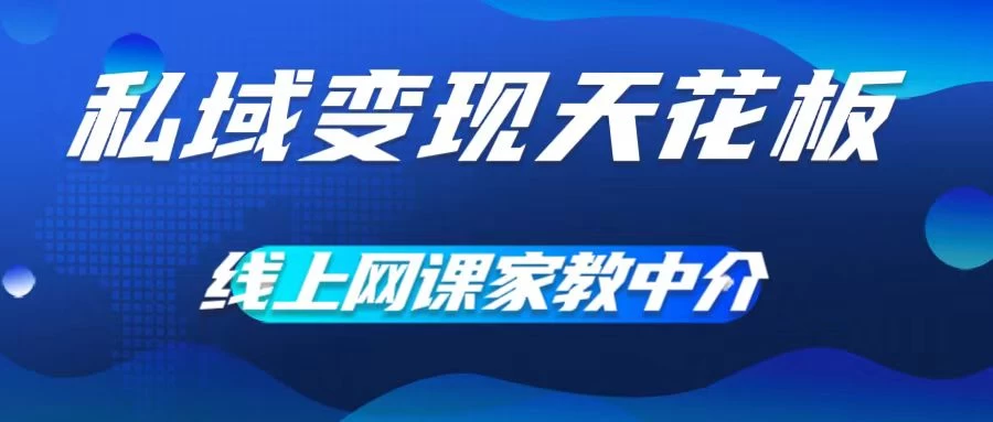 私域变现天花板，网课家教中介，只做渠道和流量，让大学生给你打工、0成本实现月入五位数 - 天能资源