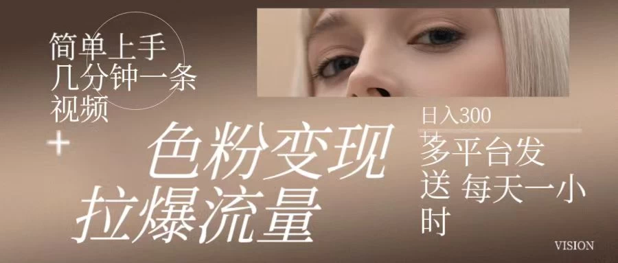 色粉变现，拉爆流量，简单上手几分钟一条视频，多平台发送每天一小时，日入300+ - 天能资源
