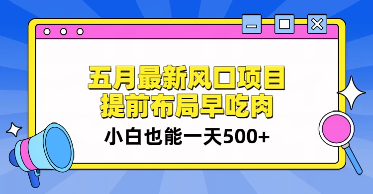 5月最新风口项目，提前布局早吃肉，小白也能一天暴利500+ - 天能资源