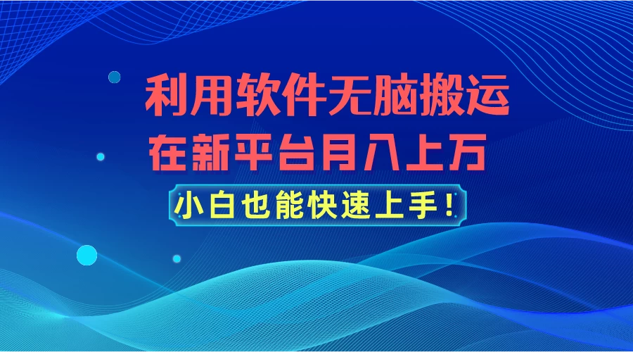 利用软件无脑搬运，在新平台月入上万，小白也能快速上手 - 天能资源