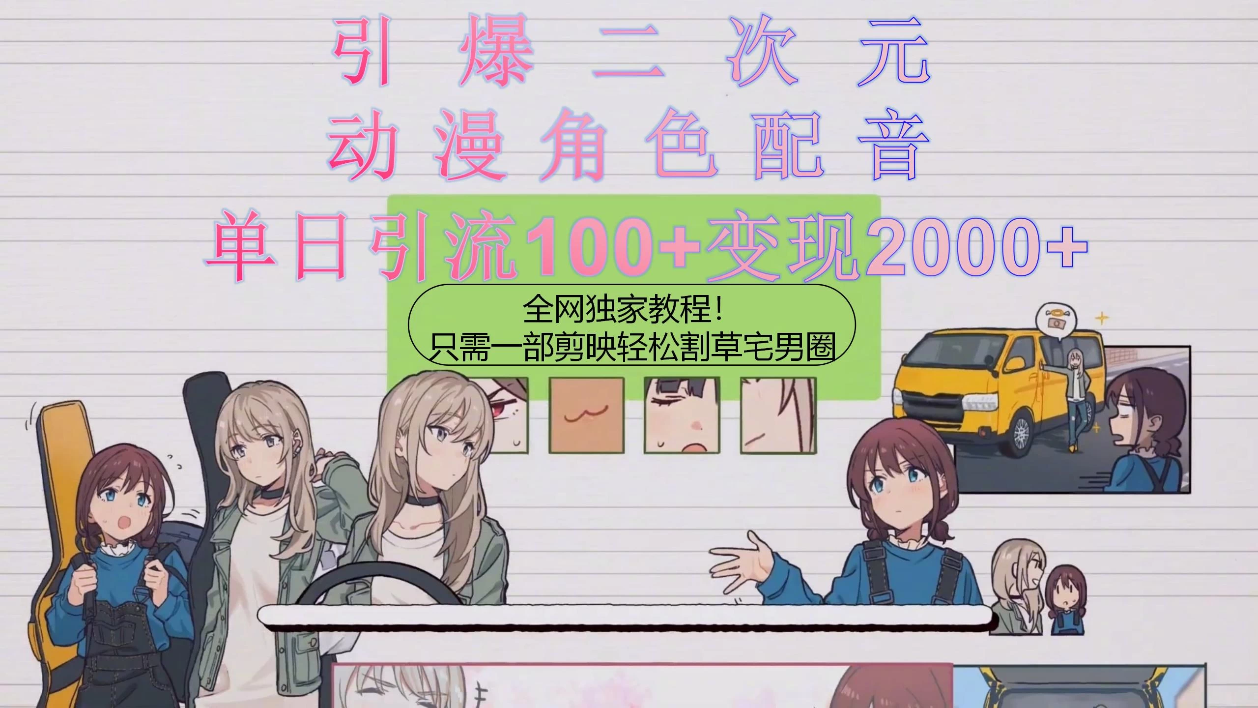 引爆二次元，用动漫角色配音割草宅男圈，只需一个剪映，轻松一天引流100+变现2000+！ - 天能资源