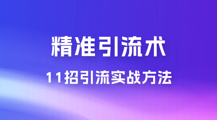 精准引流术：11 招引流实战方法，让你私域流量加到爆（共 11 课） - 天能资源