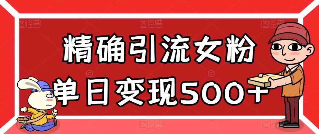 精确引流女粉，单日变现500+，高复购，保姆级教程 - 天能资源
