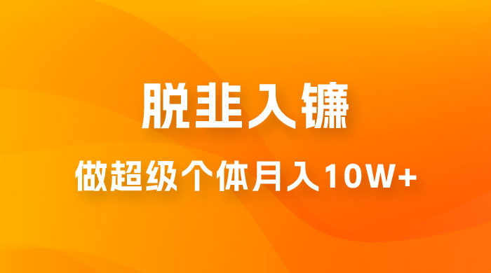脱韭入镰，通过做「超级个体」月入 10w+，普通人实现阶层跨越的最优解 - 天能资源