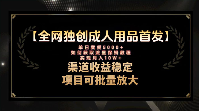 最新全网独创首发，成人用品赛道引流获客，单日卖货 5000+，月入 10w 保姆级教程 - 天能资源