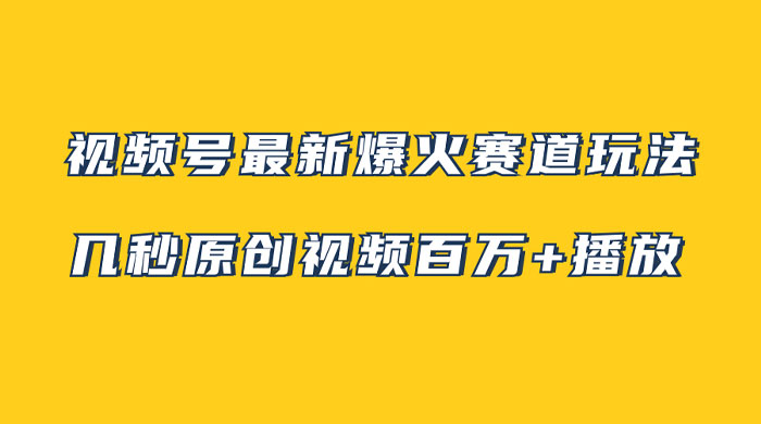 视频号最新爆火赛道玩法，几秒视频可达百万播放，小白即可操作（附素材） - 天能资源