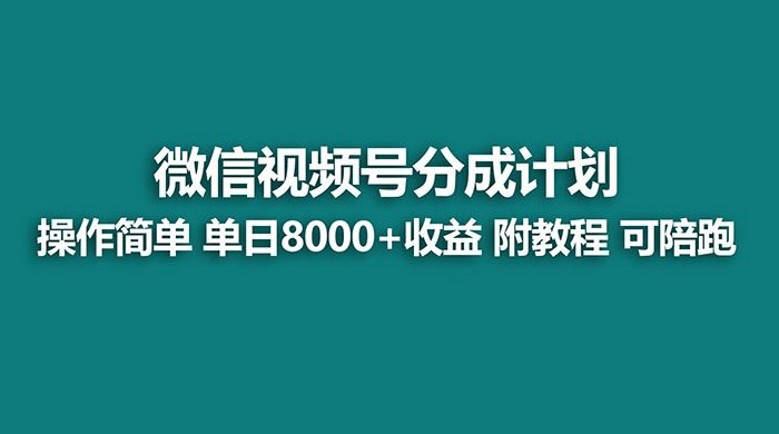 蓝海项目，视频号分成计划，单天收益 8000+，附玩法教程 - 天能资源
