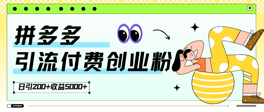 拼多多引流付费创业粉，日引200+，收益5000+ - 天能资源