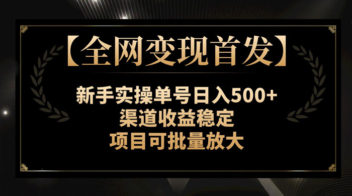 新手实操单号日入 500+，渠道收益稳定，项目可批量放大 - 天能资源
