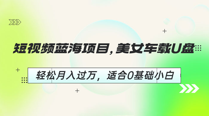 短视频蓝海项目：美女车载 U 盘，适合 0 基础小白 - 天能资源