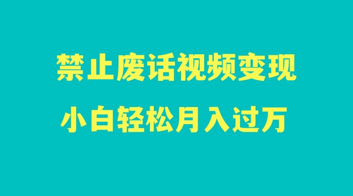 最新蓝海项目，靠禁止废话视频变现，一部手机，小白轻松月入过万！ - 天能资源