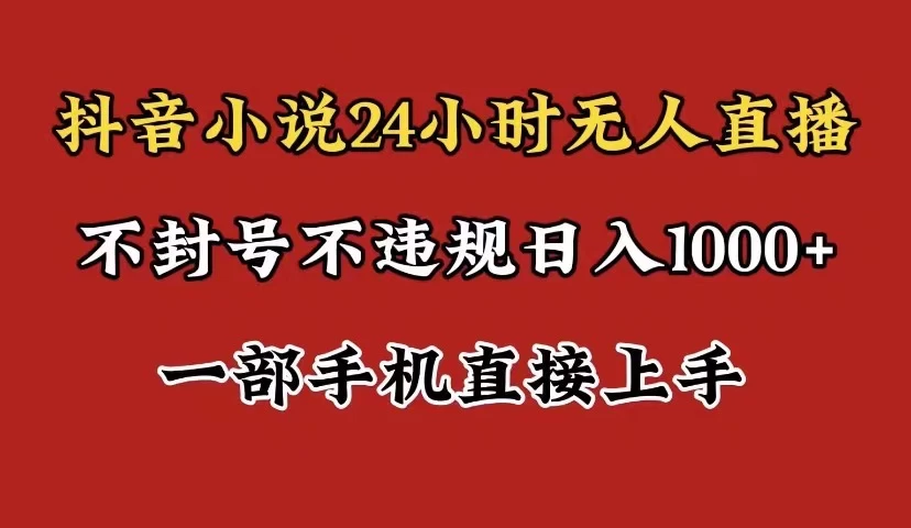 抖音小说无人直播日入1000+，不封号不违规，24小时无人直播，一部手机直接上手，保姆式教学 - 天能资源