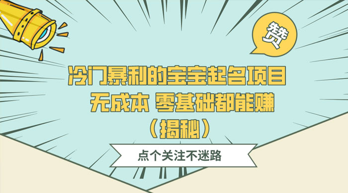 冷门暴利的宝宝起名项目 ，无成本零基础都能赚（揭秘） - 天能资源