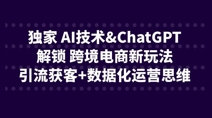 独家 AI 技术 ChatGPT 解锁跨境电商新玩法：引流获客 + 数据化运营思维 - 天能资源