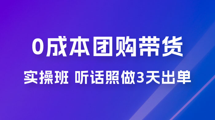 点金手 0 成本团购带货实操班，听话照做 3 天出单 - 天能资源