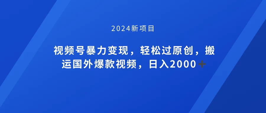 视频号创作者分成计划，搬运国外爆款视频，100%过原创，小白也能品22000+ - 天能资源