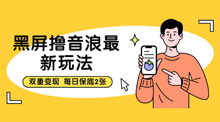 黑屏撸音浪最新玩法：双重变现，每日保底 2 张 - 天能资源