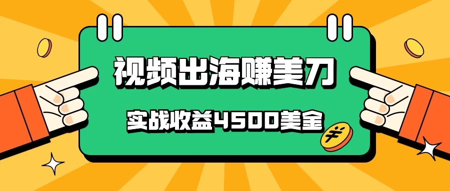 国内爆款视频出海赚美刀，实战收益4500美金，批量无脑搬运，无需经验直接上手 - 天能资源