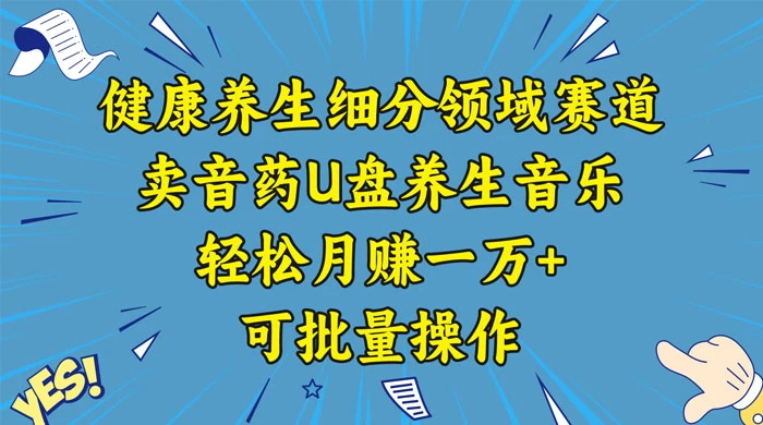 健康养生细分领域赛道，卖音药U盘养生音乐，轻松月赚一万+，可批量操作 - 天能资源