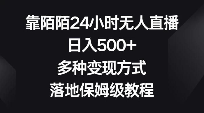 靠陌陌 24 小时无人直播，日入 500+，多种变现方式，落地保姆级教程 - 天能资源