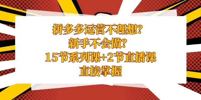 拼多多运营不理想？新手不会做？​15 节系列课+ 2 节直播课，直接掌握 - 天能资源