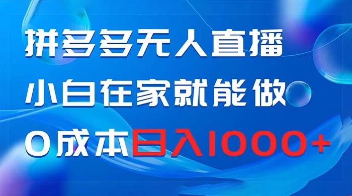 拼多多无人直播，小白在家就能做，0 成本日入 1000+ - 天能资源