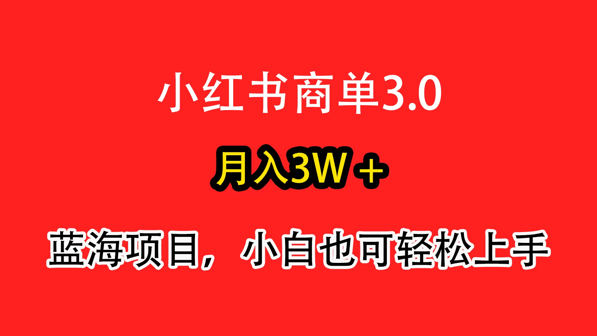 小红书商单3.0，月入3w＋，蓝海项目，小白轻松上手 - 天能资源
