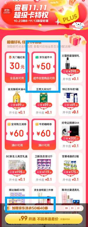 京东 Plus 99 元会员，送券秒回本，京东双 11 限时活动 - 天能资源