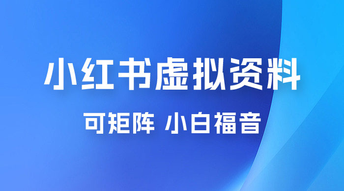 小红书虚拟资料项目拆解：单号日入 500+，可矩阵，小白福音 - 天能资源