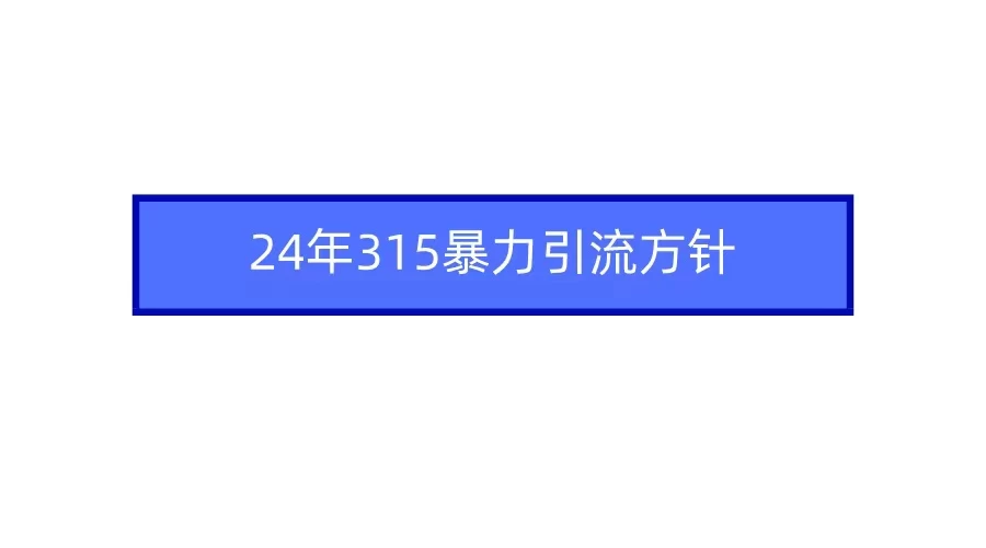 24年315暴力引流方针 爆款筛选让你快速热门+变现 - 天能资源
