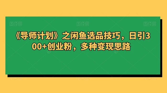 闲鱼选品技巧，日引 300+ 创业粉，多种变现思路 - 天能资源