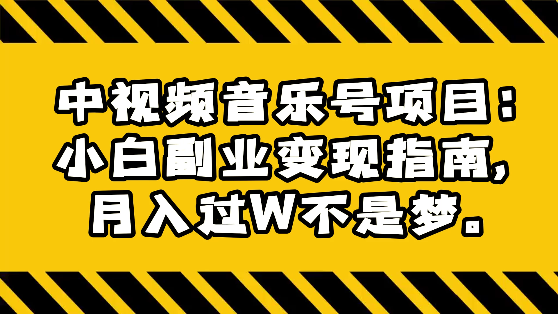 中视频音乐号项目：小白副业变现指南，月入过 W 不是梦 - 天能资源