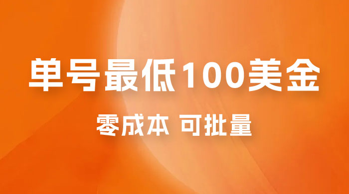 仅揭秘：单号最低 100 美金，零成本，小白无脑操作，可复制，可扩大 - 天能资源