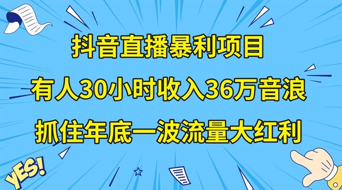 抖音直播暴利项目，有人 30 小时收入 36 万音浪，公司宣传片年会视频制作，抓住年底一波流量大红利 - 天能资源