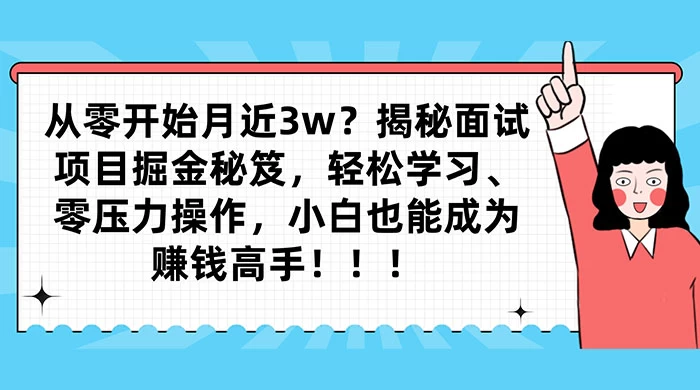 从零开始月入近3w？揭秘面试项目掘金秘笈，轻松学习、零压力操作，小白也能成为赚钱高手 - 天能资源