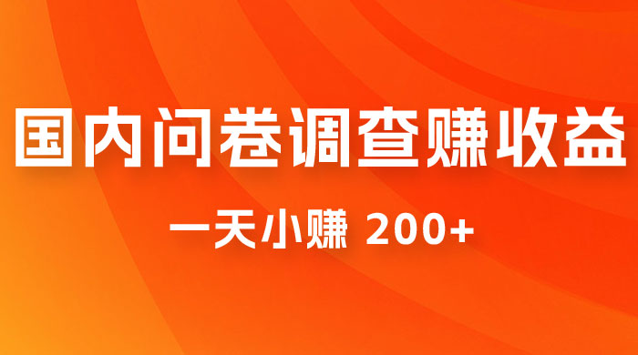 国内问卷调查赚收益，一天小赚 200+，小白随便上手 - 天能资源