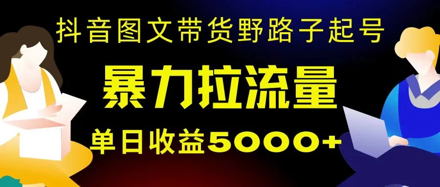 抖音图文带货暴力起号，单日收益 5000+，野路子玩法，简单易上手，一部手机即可 - 天能资源