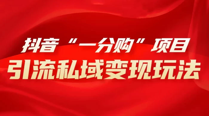 抖音“一分购”项目，引流私域变现玩法 - 天能资源